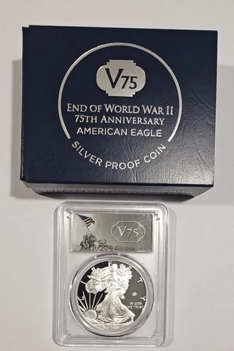 2020-W American Silver Eagle Proof End of WWII V75 Privy PCHS PR70DCAM  FS