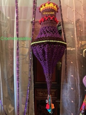 Lantern, Lampion, Hippie Hanging Lantern, Fairy Light Deco, Boho Crochetbysalina