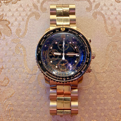USED Excellent] Seiko Flightmaster SNA414P1 7T62-0EB0 Gold Black