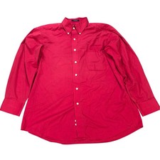 Chaps Long Sleeve Button Down Shirt Men's Size L 16-16.5 32/33 Red Wrinkle Free