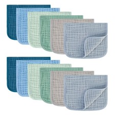 Muslin Burp Cloths 100 Cotton Pack of 12. Soft, Gentle Absorbent Baby Burp...