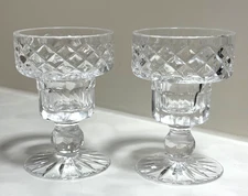 (2) Vintage Tyrone Crystal FINTONA Candle Holders Candlesticks 3.75" Ireland