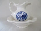Vintage McCoy Pitcher and Bowl Set w/Blue Willow Scene