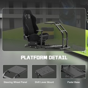 Hottoby Racing Wheel Stand Sim Cockpit With Black Seat Fit Fanatec Club Sport SQ