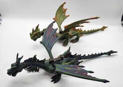 Mega Blocks Lot of 2 Dragons Green/Gray Krystal Wars 18''