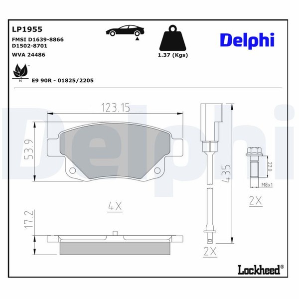 Delphi Bremsbelagsatz Scheibenbremse LP1955 FüR Transit Ford Tourneo Bus Tdci-image