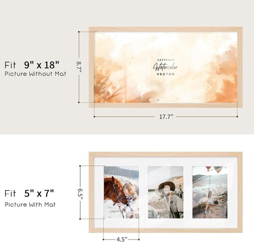 Elegant 9x18 Natural Oak Wood Picture Frame - Set of 3 for Beautiful Memories - Picture 6 of 9