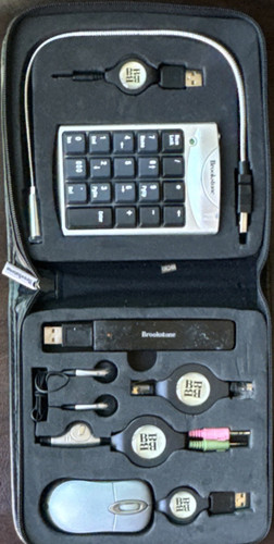 Brookstone USB Travel Kit w/ Numeric Keypad Mouse Cables/Adapters
