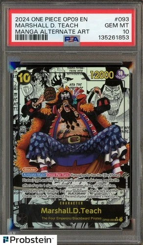 2024 One Piece OP09 Marshall D Teach Manga Alternate Art #093 PSA 10