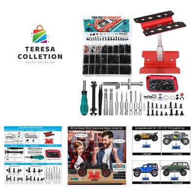 RC Car Repair Work Stand, 1100pcs RC Screw Kit and Vehicle Scale Accessories ...