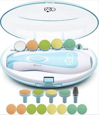 NIB Baby Nail Trimmer 21-in-1 Electric Nail File Kit with Labeled Case Blue