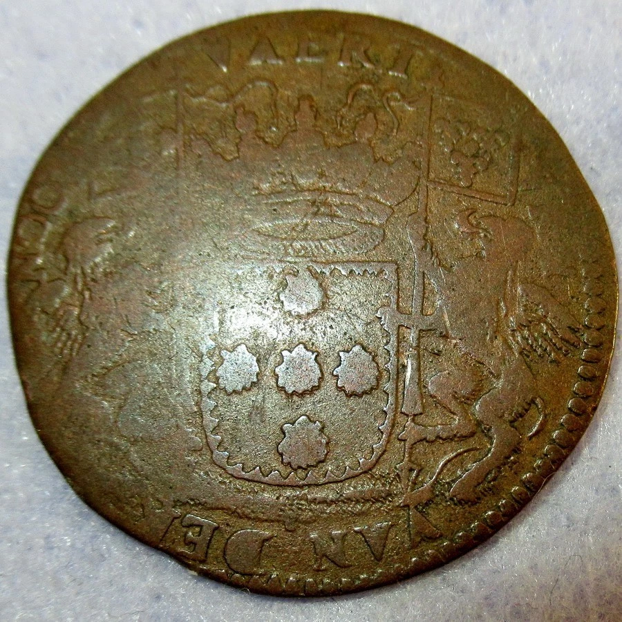 1676 Colonial Copper Commemorative Penny Spanish Netherlands - Image 2 of 3