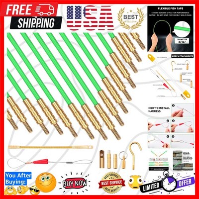 50 FT Wire Fishing Kit Fiberglass Connectable Fish Tape Wire Puller Cable Pul...