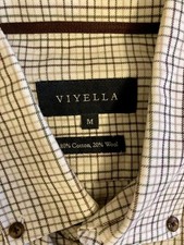 Viyella Men's 80% Cotton 20% Merino Wool Checked Shirt 15 1/2 in collar - Medium