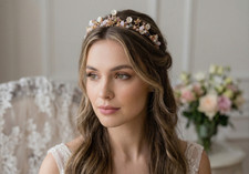 Traumhaftes Braut-Diadem mit Blumen-Design & Kristallen &ndash; Hochzeit Haarschmuck