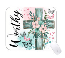 Worthy Cross Faith Desk Mat Religious Inspirational Gaming Mouse Pad