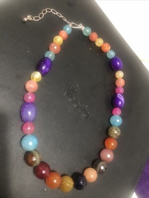 Jay King Mine Finds Multi Gemstone Bead Necklace 925 Silver Jewel Tone Chunky