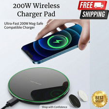 200W Fast Wireless Charger Pad for iPhone 12 13 14 15 16 Samsung S22 S23 S24 S25