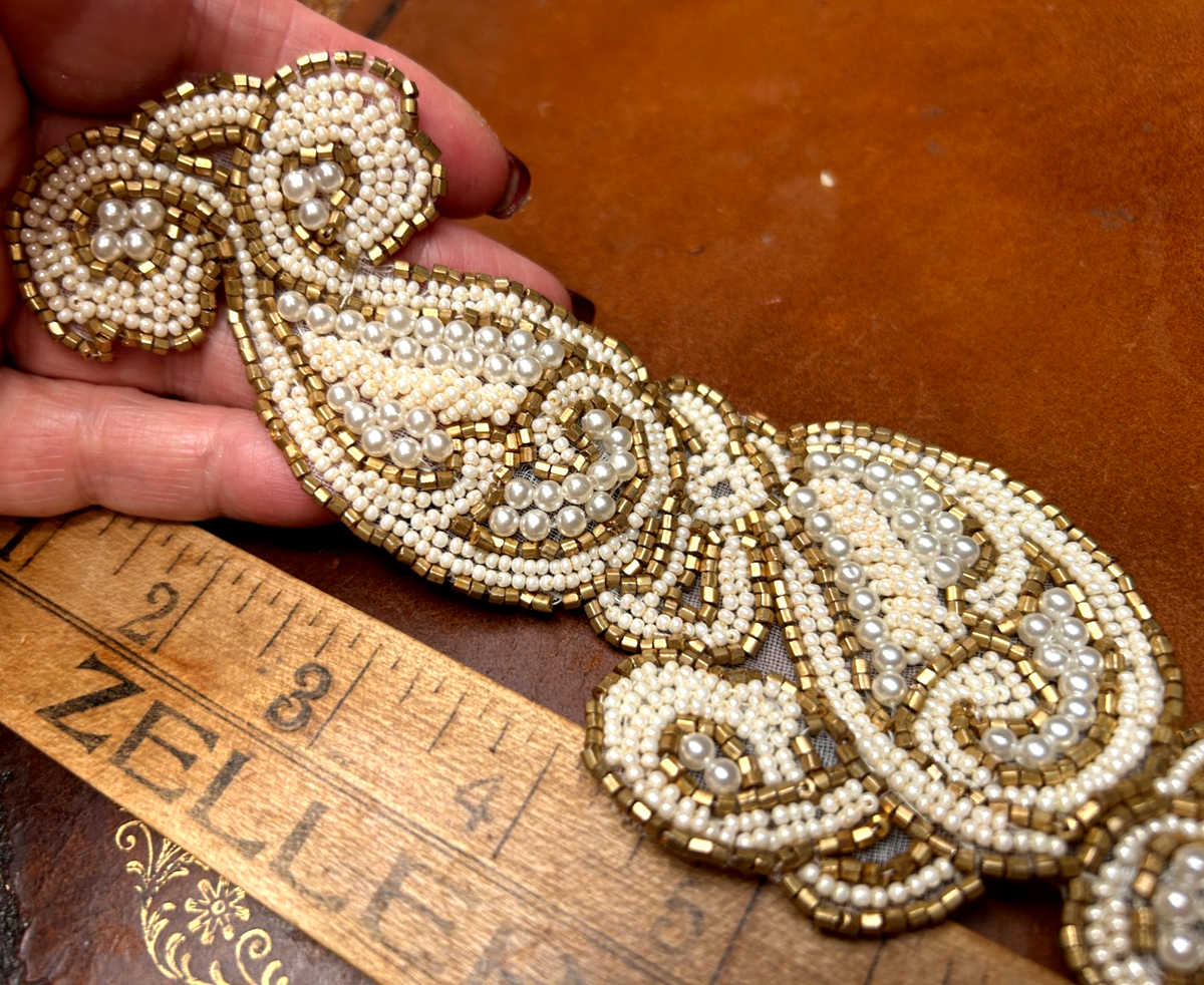 Vintage Missoni glass beaded sash belt Vintage 1920s Womens Hand Beaded Floral Belt, Antique Art  main image 4
