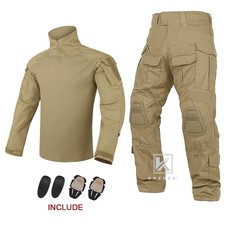 KRYDEX Gen3 Combat Uniform Army Tactical BDU Shirt Pants with Knee Pads Khaki