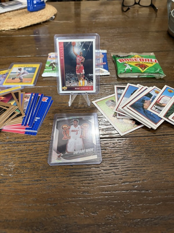 Assorted 55 Sports Card Lot, 3 Sealed Packs, Michael Jordan, Dwayne Wade,