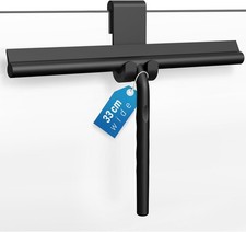 Duschabzieher 33cm Schwarz mit Halter ohne Bohren, Badwischer Edelstahl