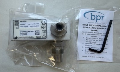 BPR Medical Gas Block Komponente Sauerstoff O2 Adapter NIST auf DISS REF 832-0002 NEU