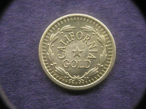 1854 Round Indian Head California Gold 2 1/2 Dollar Token/Coin: Center Star back