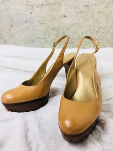 Stuart-Weitzman-Size-6-Platform-Nude-Sling-Back-Heels-Worn