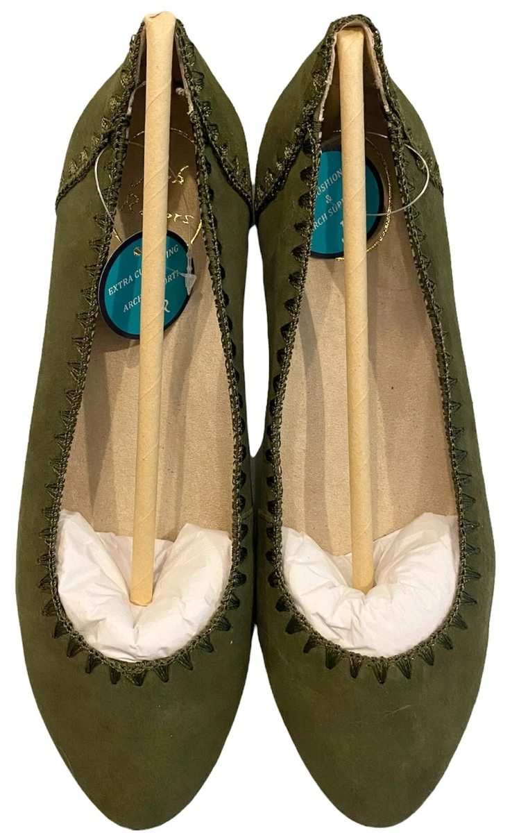 Olive green womens store flat shoes
