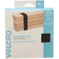 VELCRO Brand ONE-WRAP Roll Black | 30 Ft x 1-1/2 In | Reusable Self-Gripping