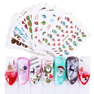 16-Sheets-Nail-Art-Water-Decals-Stickers-Snowman-Xmas-Christmas-Watermark-Decor