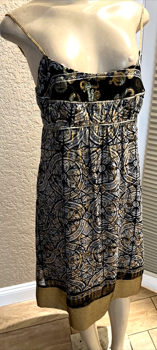 nicole miller black and gold dress Nicole Miller Off the Shoulder Dress Black and Gold Polka Dot on Garmentory