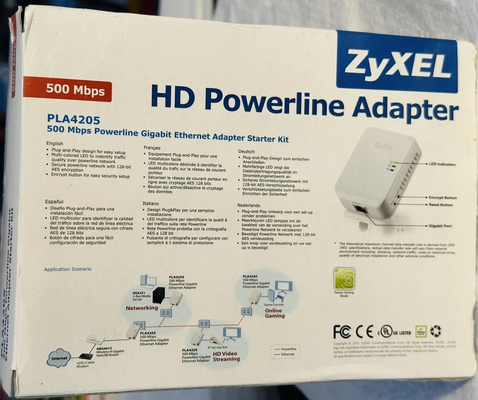 ZyXEL PLA4205 HD Powerline Adapter 500Mbps 2-Piece Ethernet Starter Kit - New - Image 2 of 3