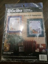 BUCILLA Grace's Sampler Pair 1995 Stamped Cross-Stitch Kit NEW Sealed 64387