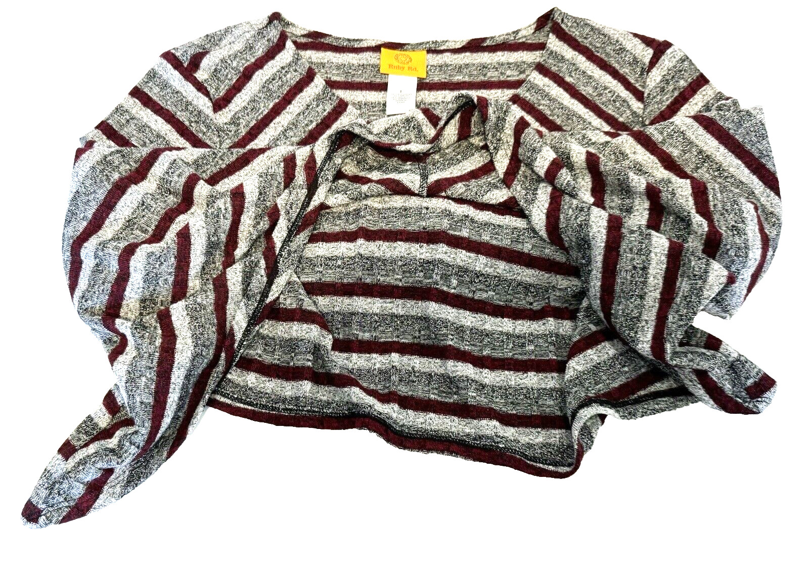 Ruby Rd Stripe Maroon Silver Metalic Thread Tunic… - image 8