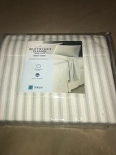 Home Classics Heavyweight Flannel Sheet Set Twin Green Stripe NEW