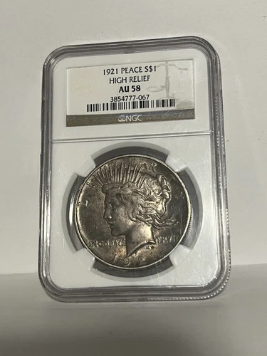 1921 HIGH RELIEF PEACE DOLLAR NGC AU58