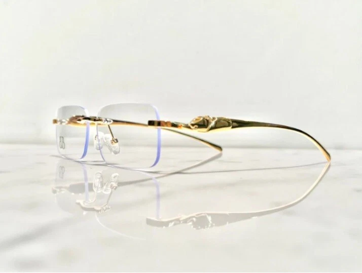 Real 925 Gold Clear Diamond Big C VVS MOISSANITE Sunglasses - Iced Buffs Glasses - Image 3 of 4