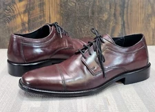 J. Murphy by Johnston & Murphy Novick Mens Burgundy Leather Cap Toe Shoes Sz 10