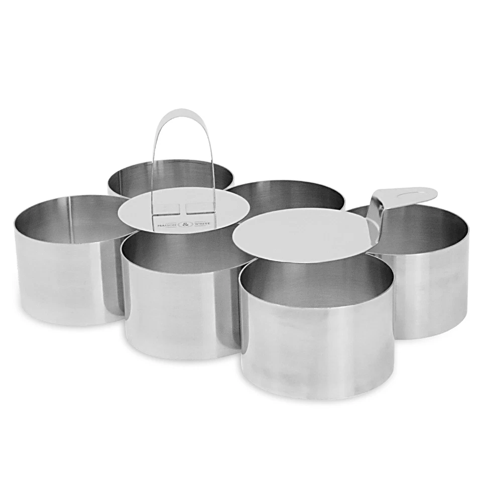 MAISON & WHITE Cooking & Dessert Rings - 8 Piece Stainless Steel Food Presentation Set | M&W