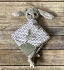 Booginhead Bunny Gray White Chevron Lovey Knotted Corners Teether Pacifier Loop