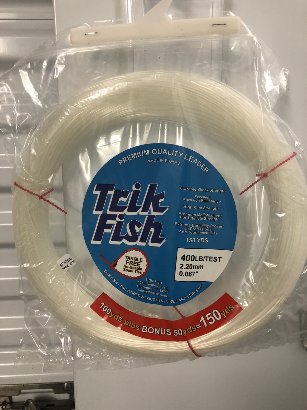 400 Lb. Mono Shock Leader Coil Trik Fish 150Yd Clear Tuna Billfish