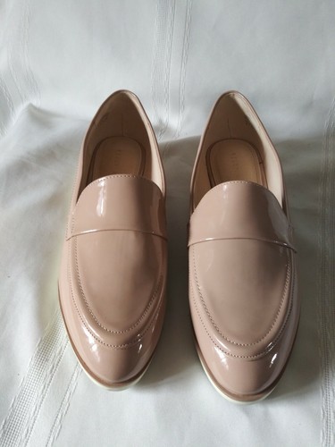 beige patent loafers