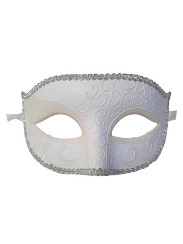White Venetian Men Elegant Masquerade Halloween New Years Mardi Gras Prom Mask - Picture 4 of 6