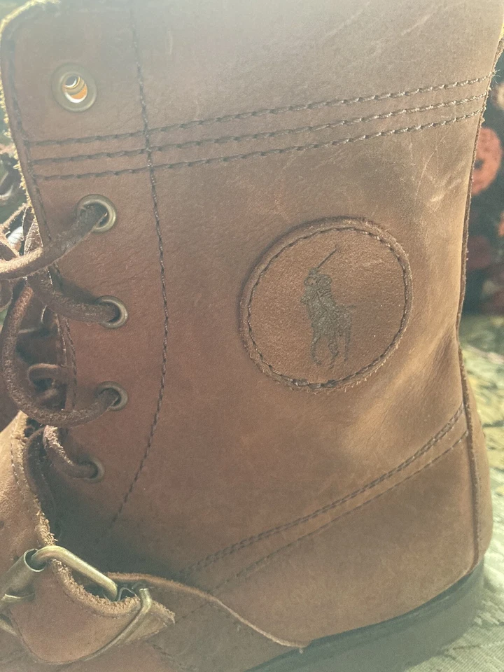 Ralph Lauren Polo Hombre 11.5 D Marrón Ranger Botas de Campo Hebilla Resistente Pesado Foto 2 de 4