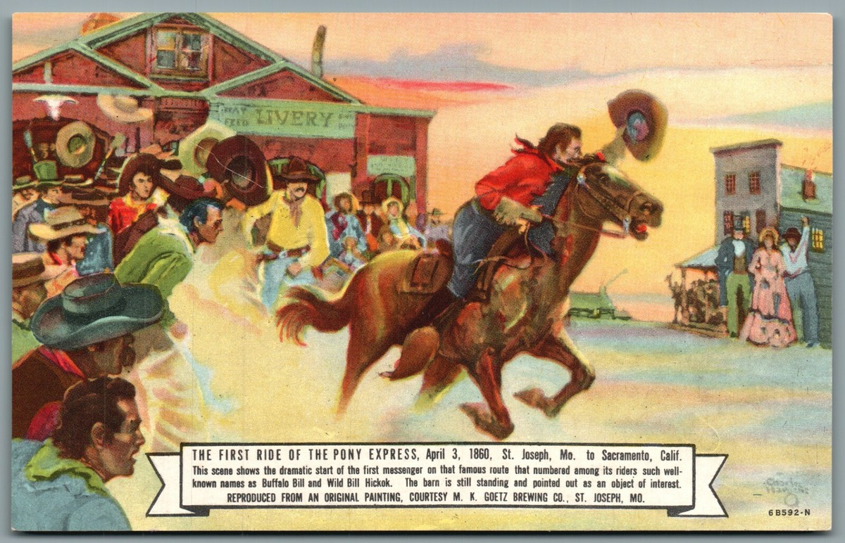 Pony Express」 古き良きアメリカの大陸横断の速達郵便の彫刻