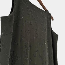 Vintage 90s Liz Claiborne Sheath Dress Medium M Black Beaded Floral Cocktail