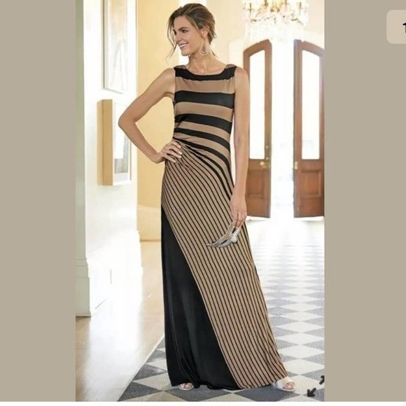 Soft Surroundings Here To Infinity Maxi Dress Tan Black Striped Size Petite XL | eBay Soft Surroundings Here To Infinity Maxi Dress Tan Black Striped Size Petite XL | eBay