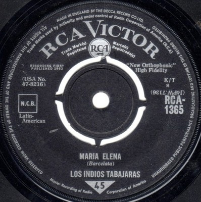 Los Indios Tabajaras - Maria Elena - Used Vinyl Record 7 - G12170z